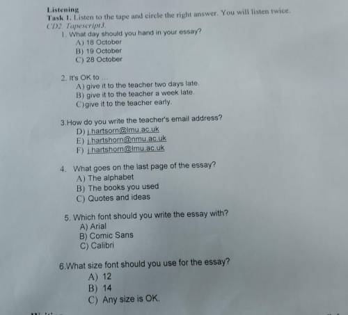 Listening Task 1. Listen to the tape and circle the right answer. You will listen twice. CD2 Tapescr