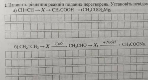Напишіть рівняння реакцій поданих перетворень