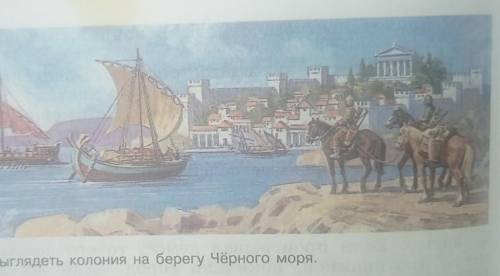 описать (в тетради) по рисунку на стр. 152, греческую колонию в Причерноморье, предположить, какие т