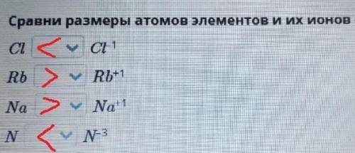 Ионная связь. Урок 2 Сравни размеры атомов элементов и их ионов с знаков < или >. СІ ...Cl -1
