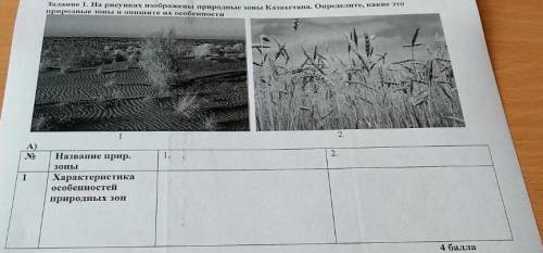 Задание 1. На рисунках изображены природные зоны Казахстана. Определите, какие это природные зоны и