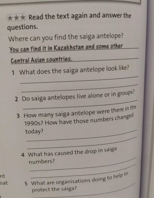 3** Read the text again and answer the questions, Where can you find the salga antelope? You can fin