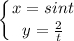 \displaystyle \left \{ {{x=sint} \atop {y=\frac{2}{t} }} \right.